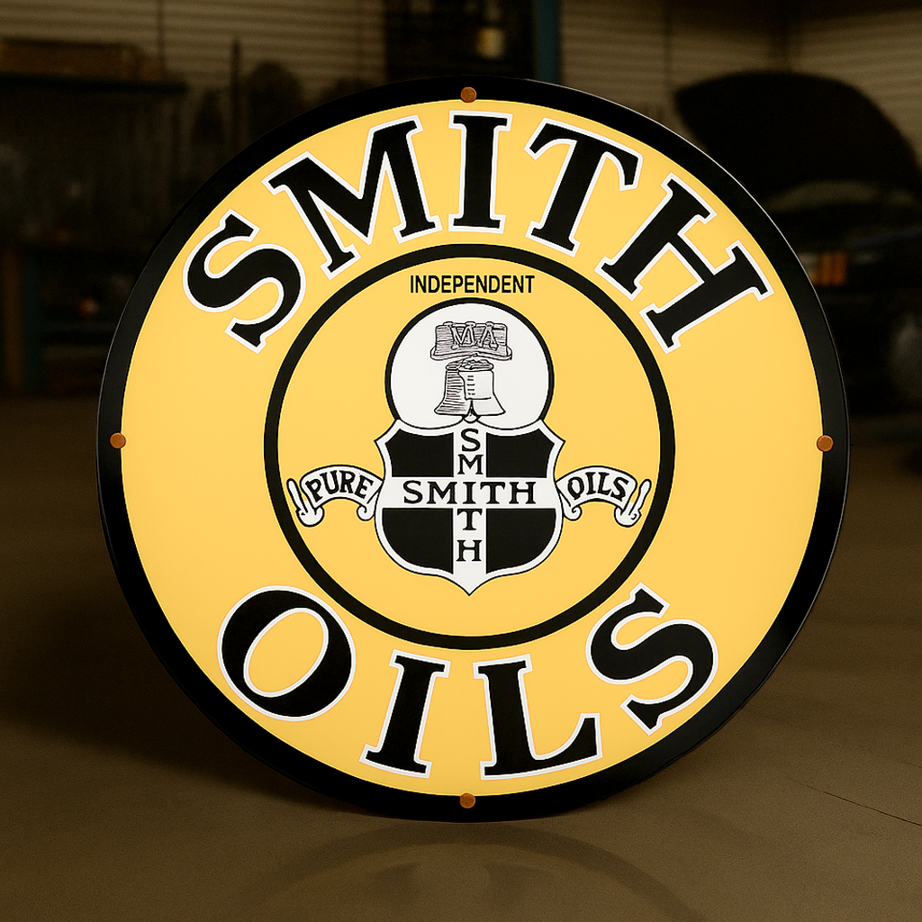 SMITH OILS Yellow Independent Motor Oil Metal Tabela