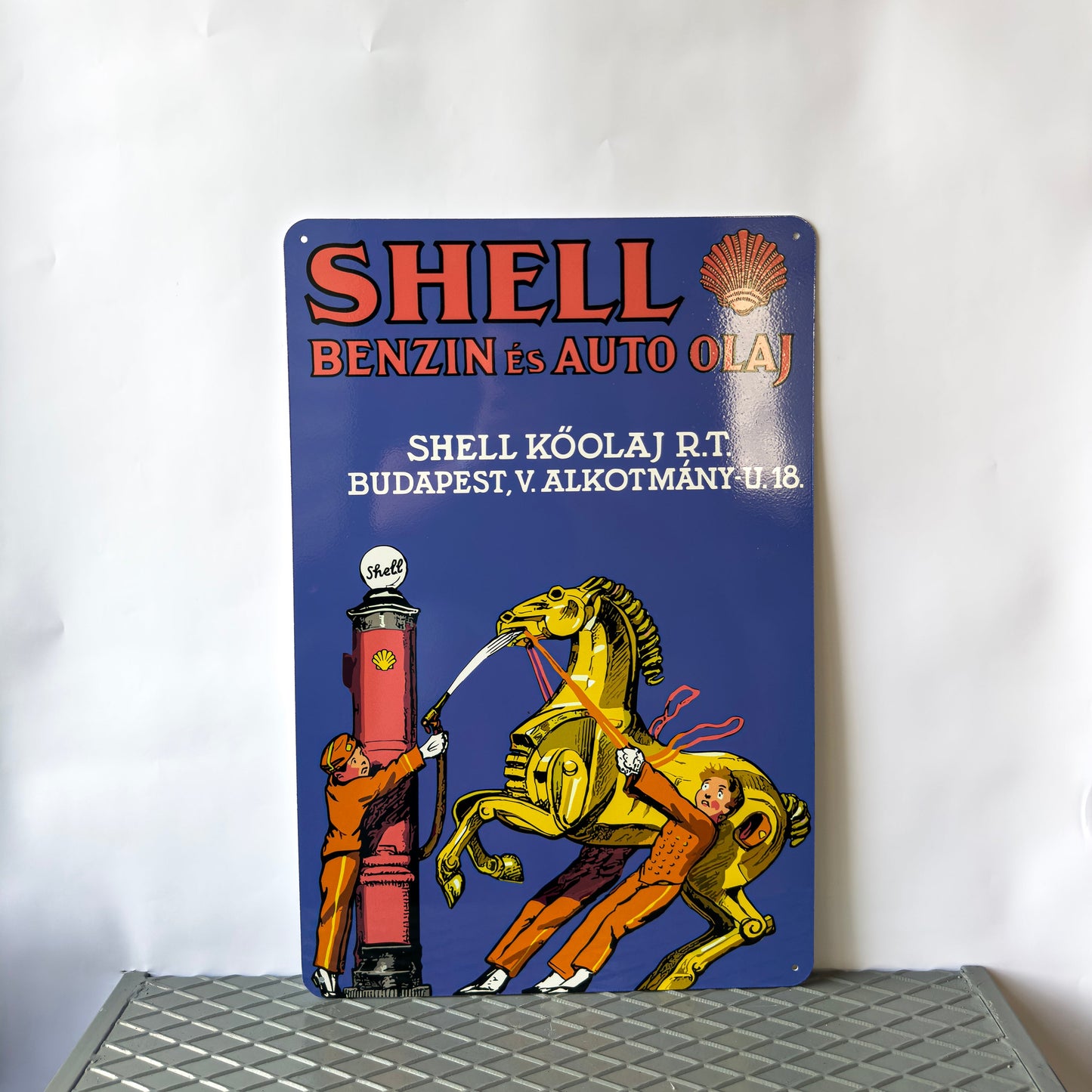 Shell Auto Olaj Vintage Motor Oil Metal Tabela