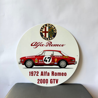 Alfa Romeo 2000 GTV - Racing Car Metal Tabela