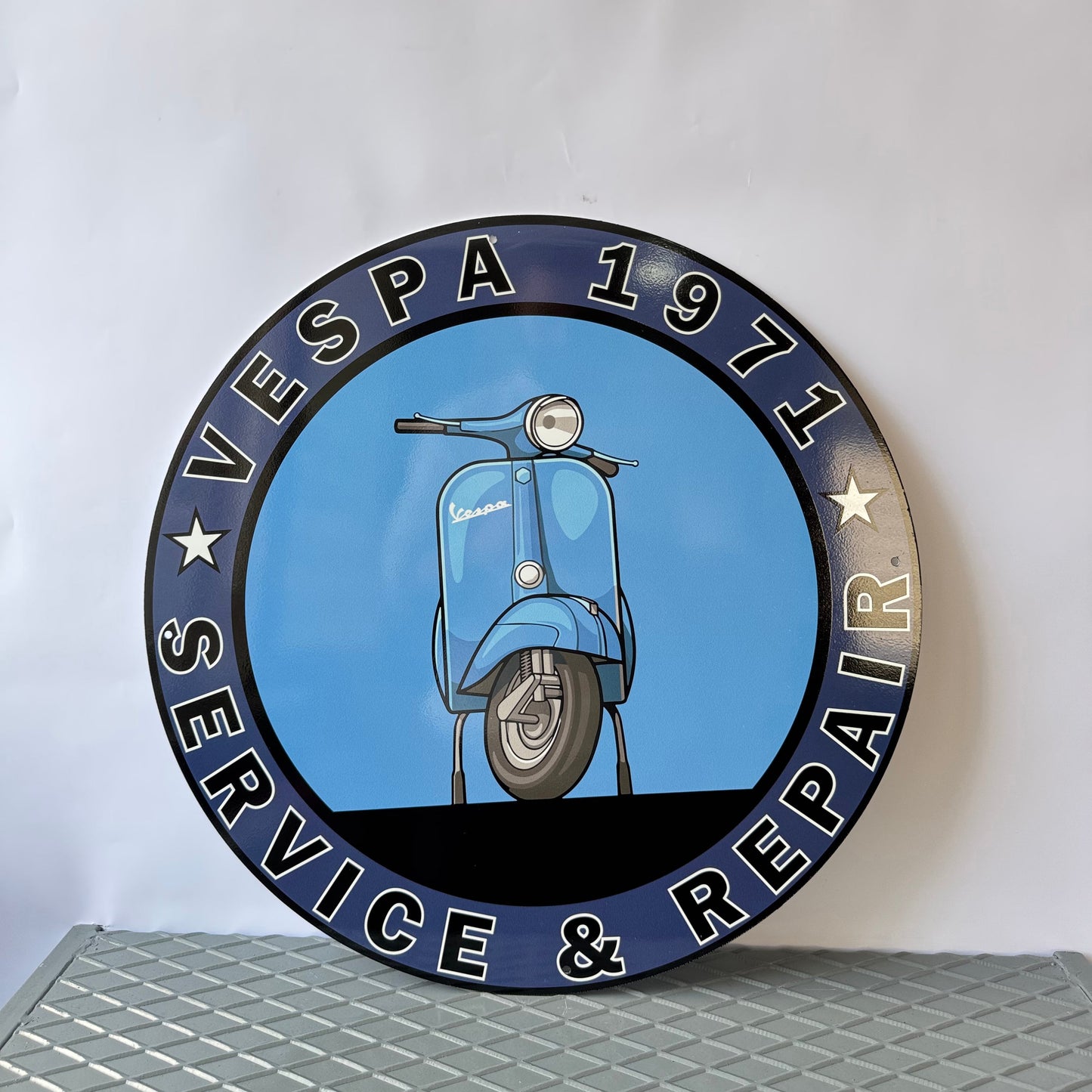 Vespa Scooter - Vespa Piaggio 1971 - Garage Service Metal Tabela