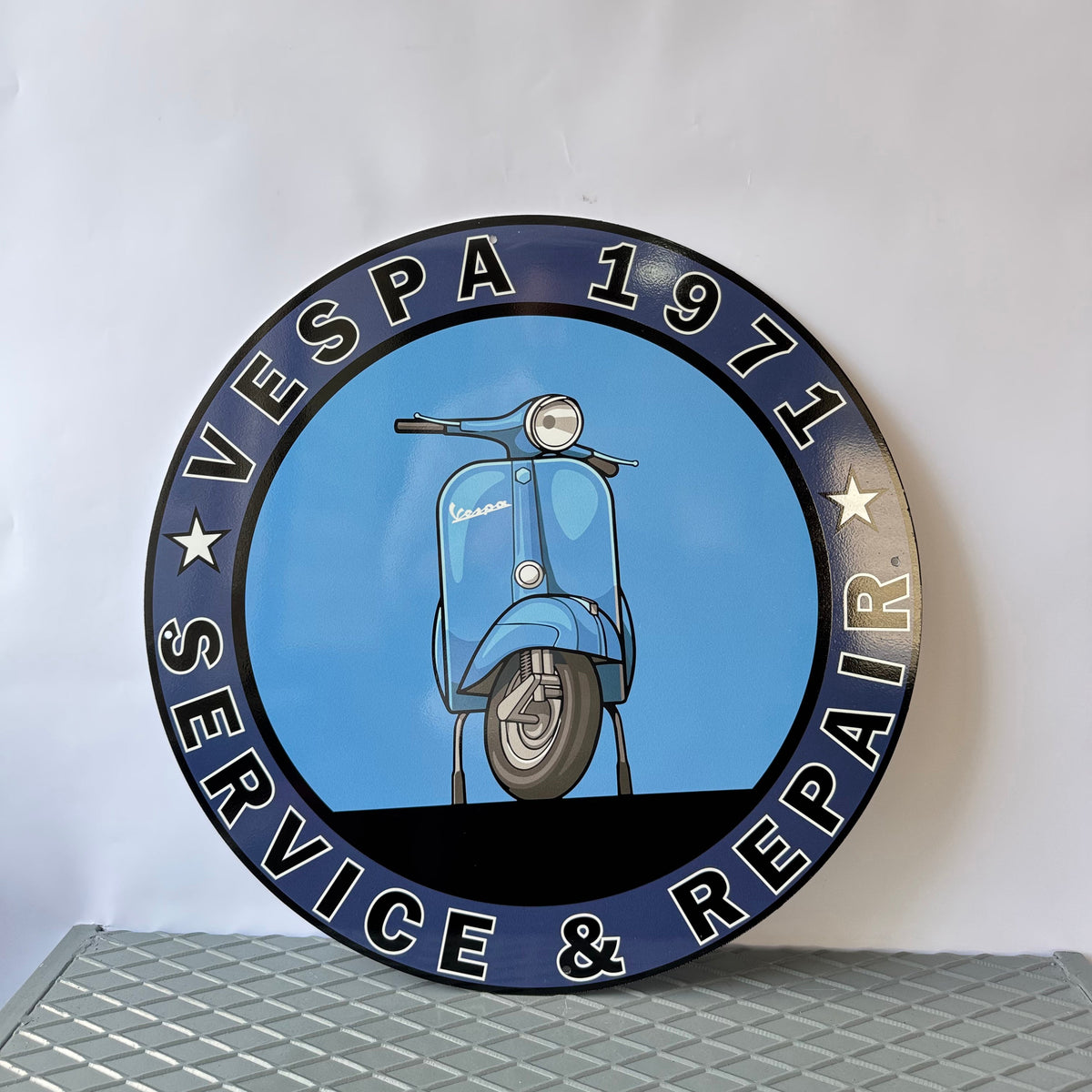 Vespa Scooter - Vespa Piaggio 1971 - Garage Service Metal Tabela