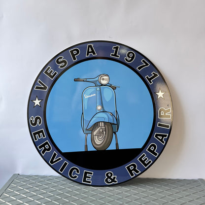 Vespa Scooter - Vespa Piaggio 1971 - Garage Service Metal Tabela