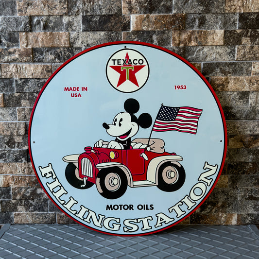 Mickey Mouse Texaco Gasoline - Motor Oil Metal Tabela