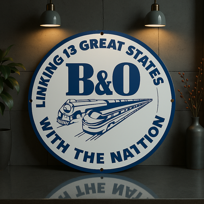 B&O Railroad - Linking 13 Great States with the Nation Metal Tabela