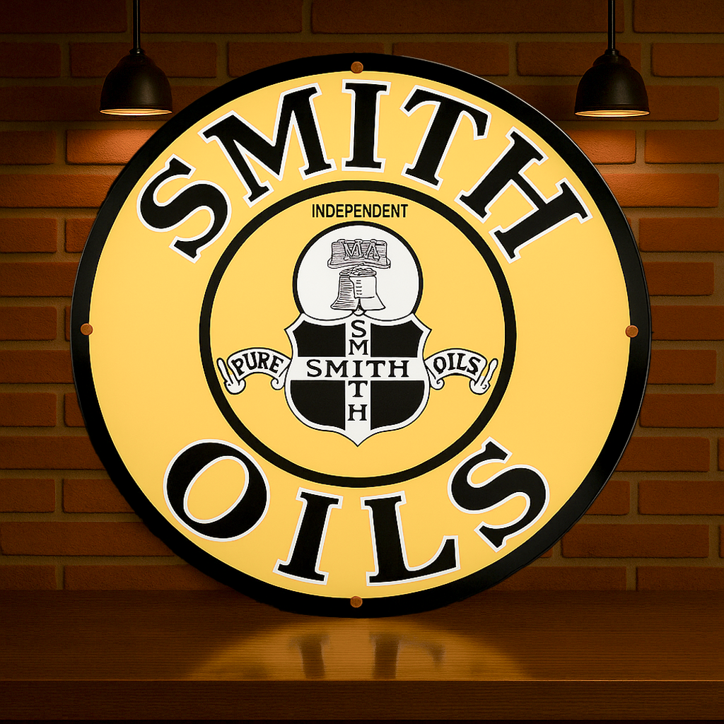 SMITH OILS Yellow Independent Motor Oil Metal Tabela