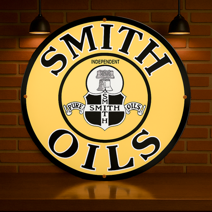 SMITH OILS Yellow Independent Motor Oil Metal Tabela