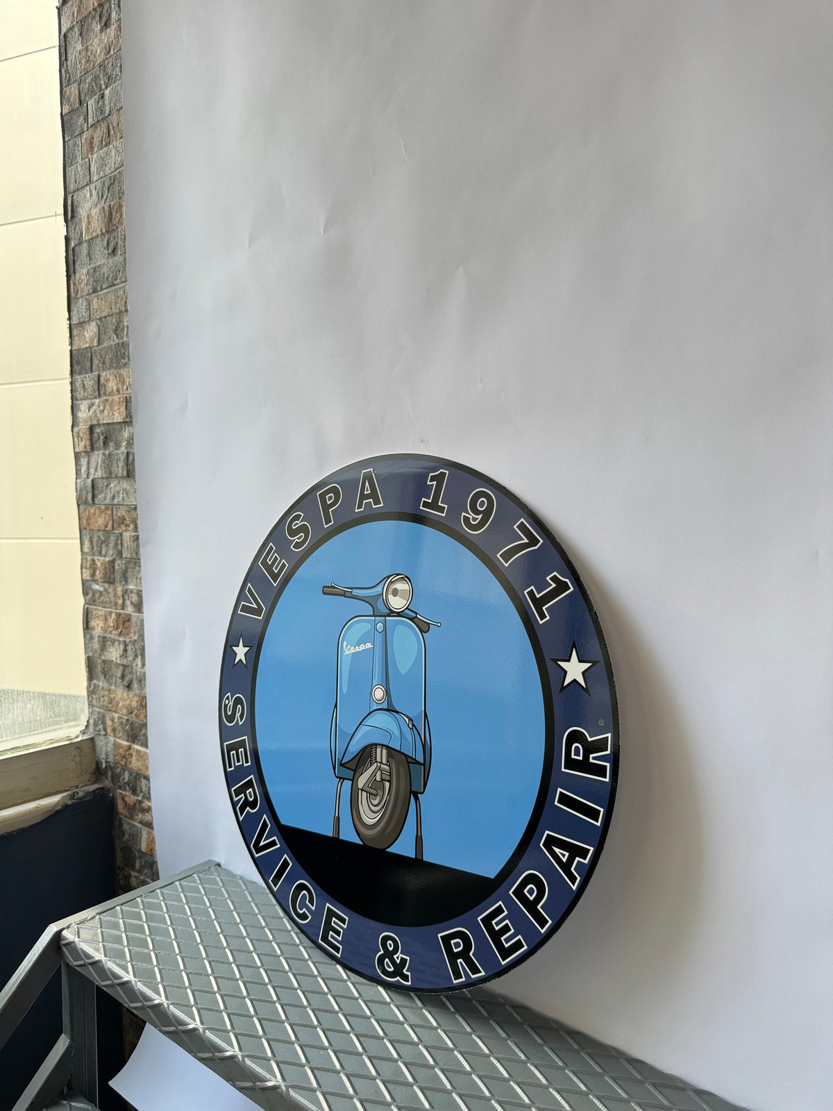 Vespa Scooter - Vespa Piaggio 1971 - Garage Service Metal Tabela