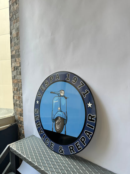 Vespa Scooter - Vespa Piaggio 1971 - Garage Service Metal Tabela