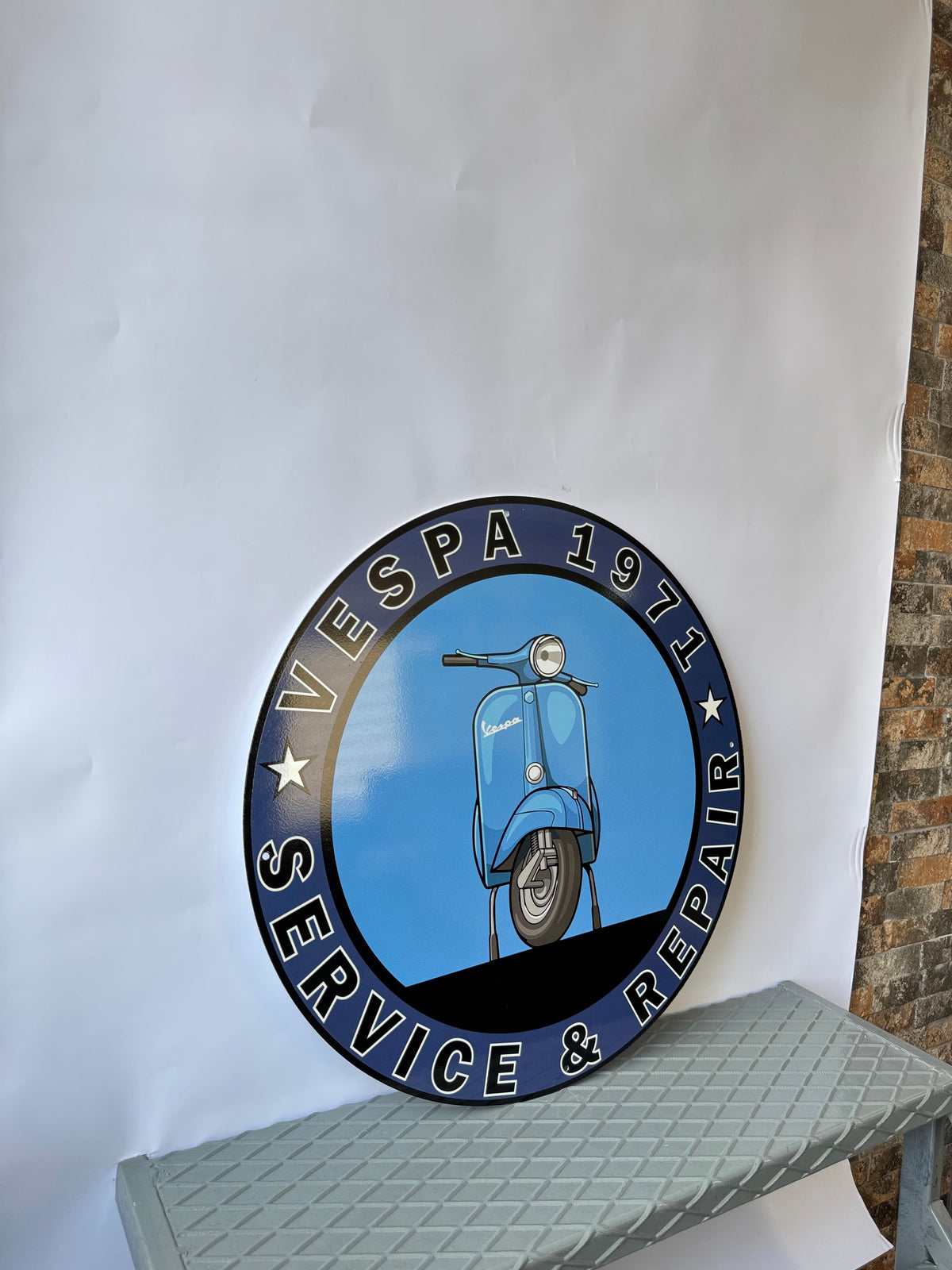 Vespa Scooter - Vespa Piaggio 1971 - Garage Service Metal Tabela
