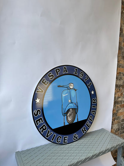 Vespa Scooter - Vespa Piaggio 1971 - Garage Service Metal Tabela