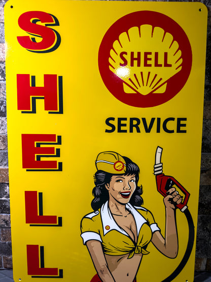 Shell Service Vintage Motor Oil Metal Tabela