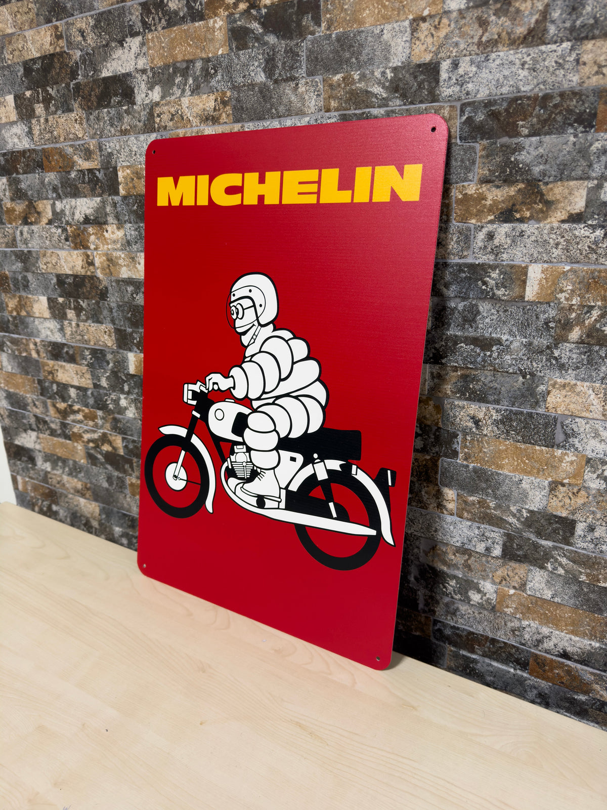 Michelin "Bibendum man riding a bike" Metal Tabela