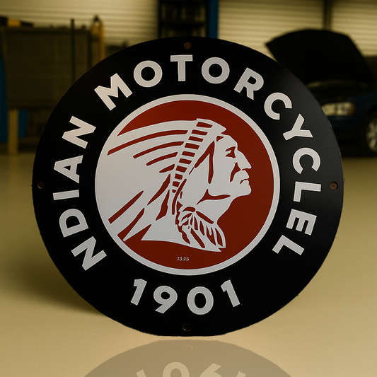 Indian Motorcycle 1901 Vintage Metal Tabela