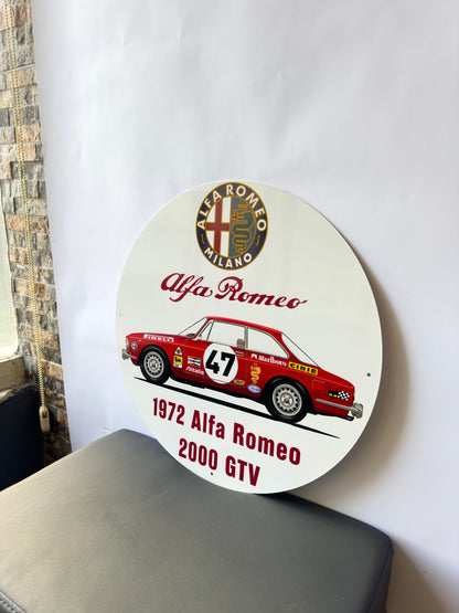 Alfa Romeo 2000 GTV - Racing Car Metal Tabela
