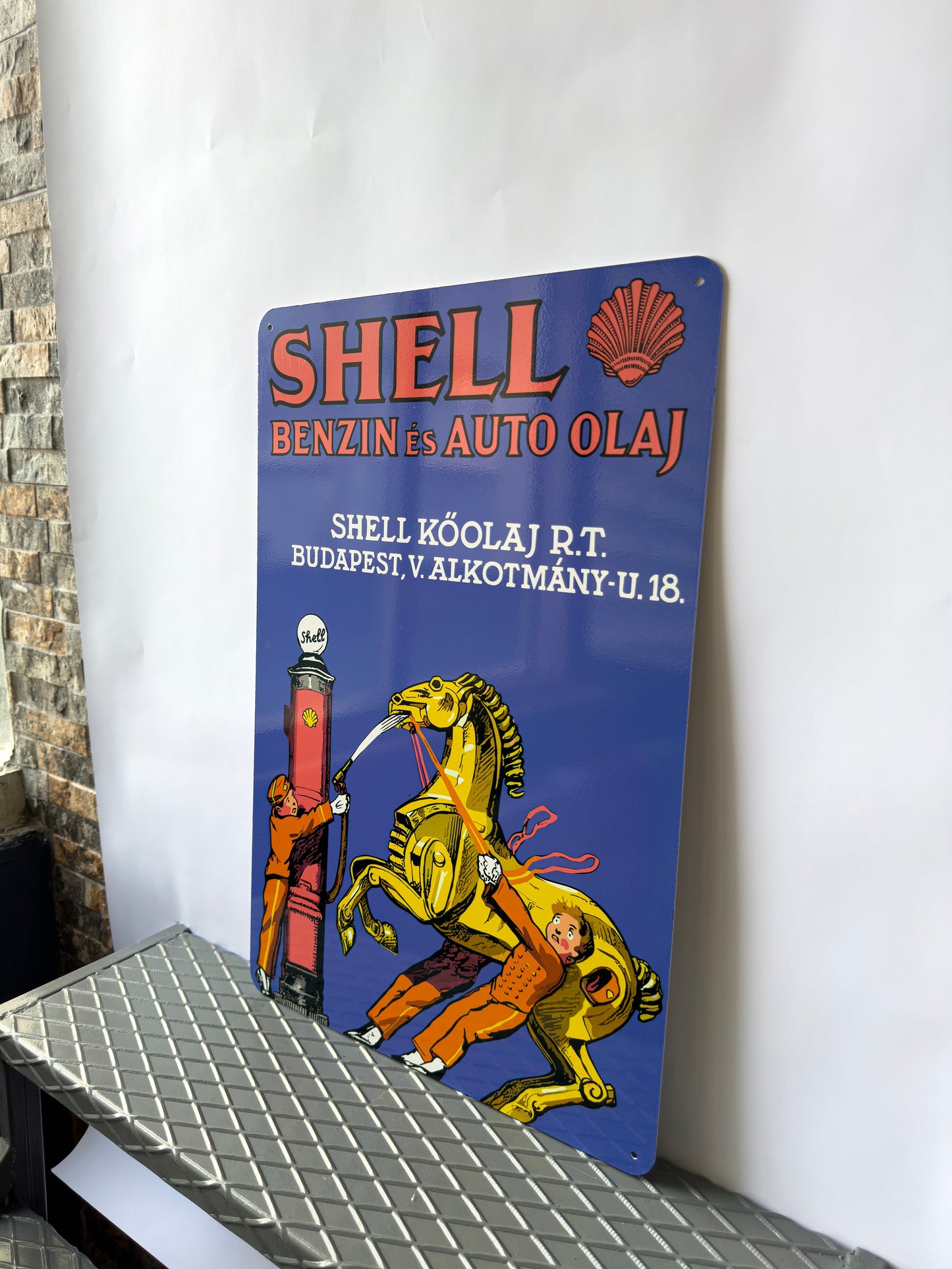 Shell Auto Olaj Vintage Motor Oil Metal Tabela
