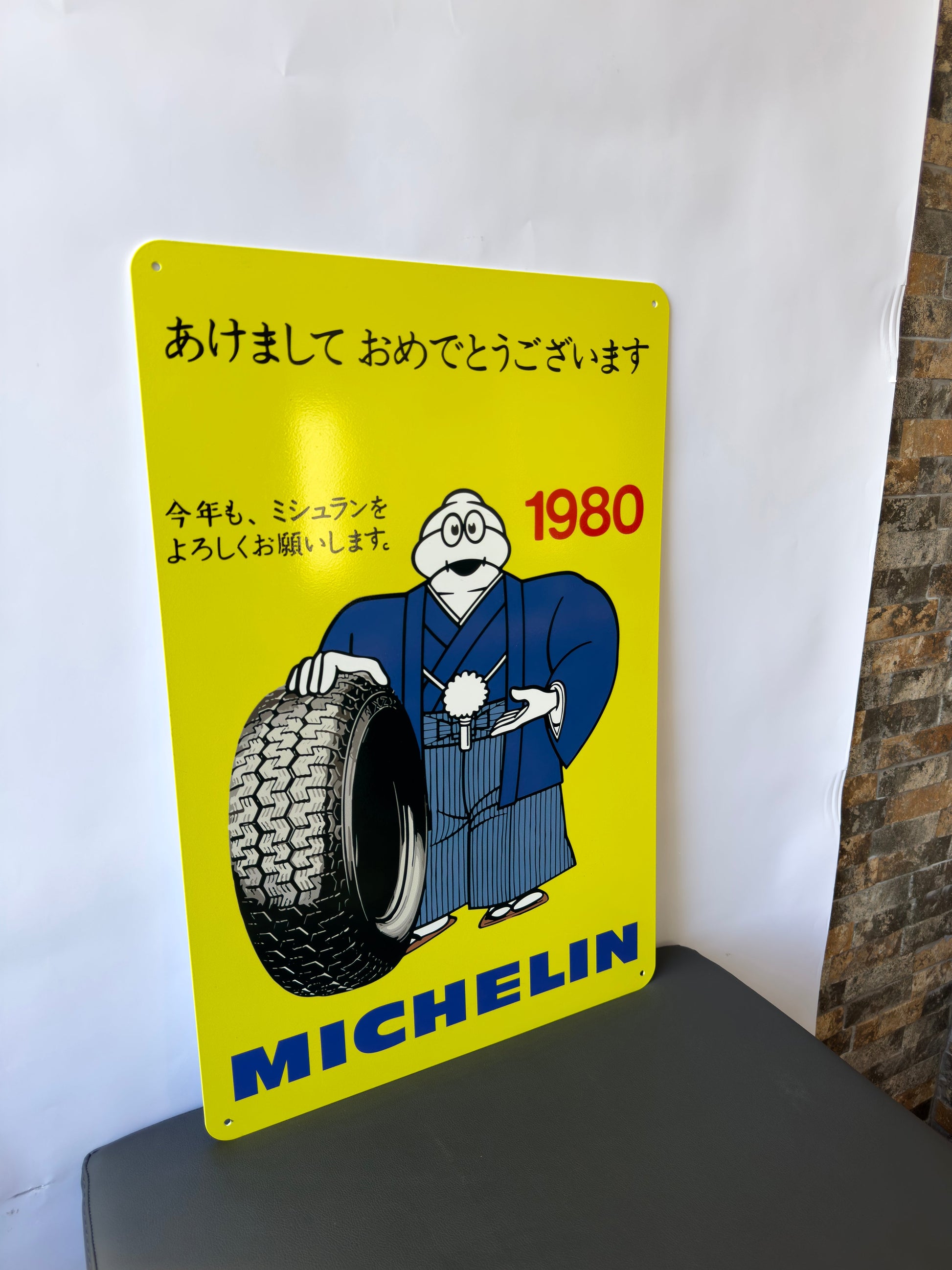 Michelin 1980 Iconic Bibendum - Michelin Japan Garage Metal Tabela