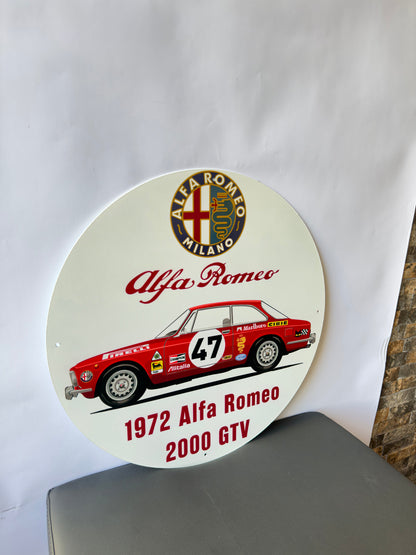 Alfa Romeo 2000 GTV - Racing Car Metal Tabela