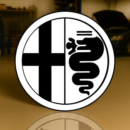 1910 Alfa Romeo Heritage Logo Monochrome Biscione Metal Tabela