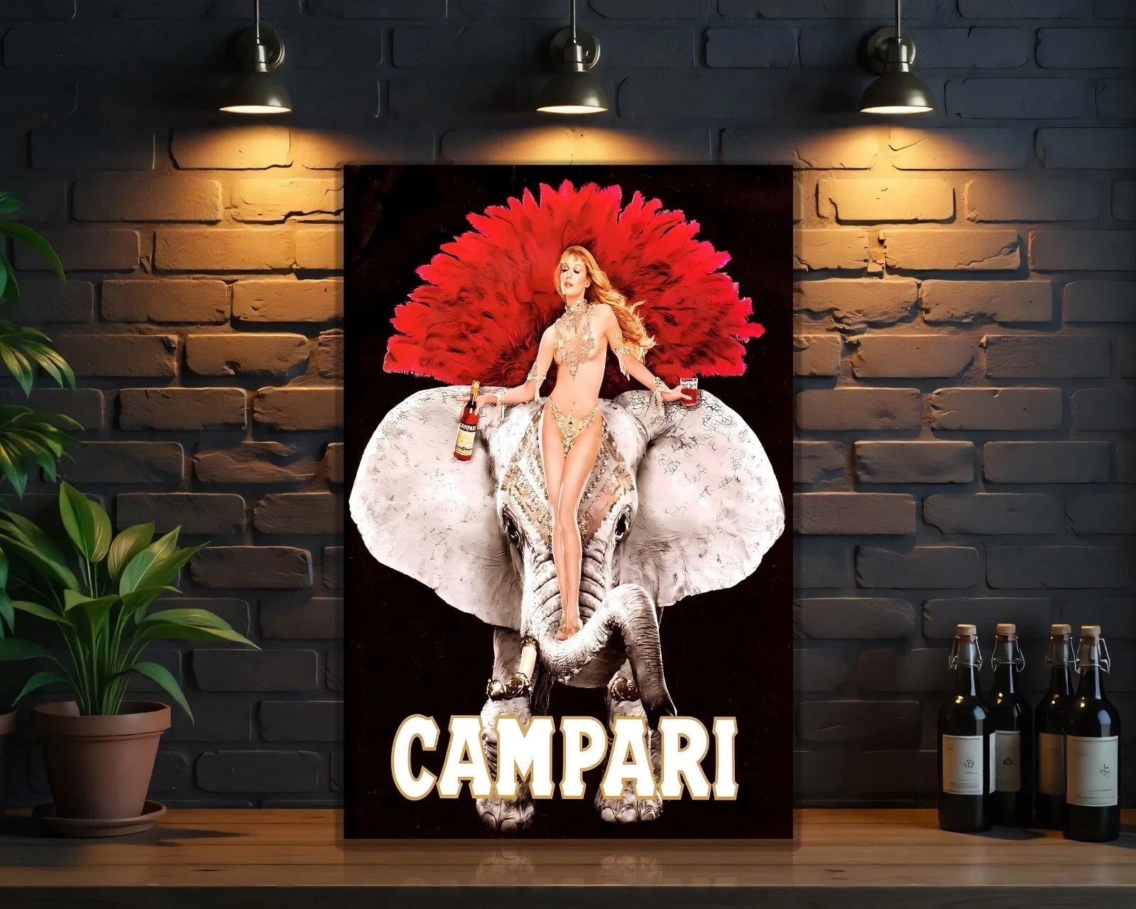 Campari Showgirl & Elephant - Burlesque Edition Metal Tabela