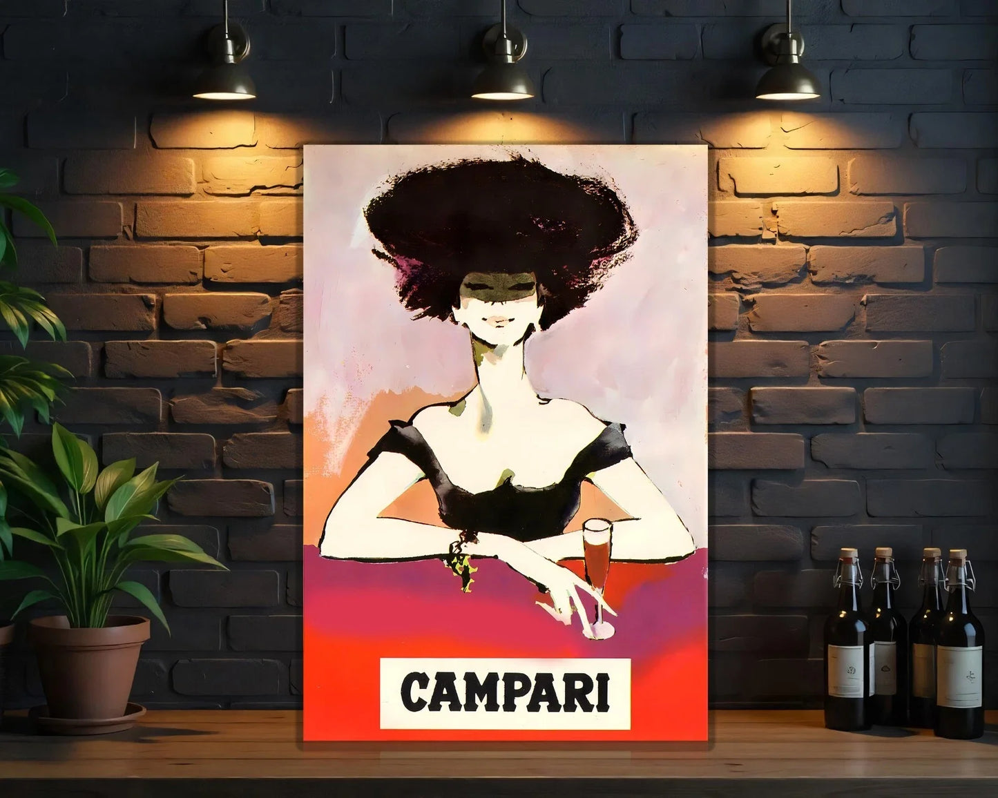 Campari "Afro Lady" Italian Bar Metal Tabela