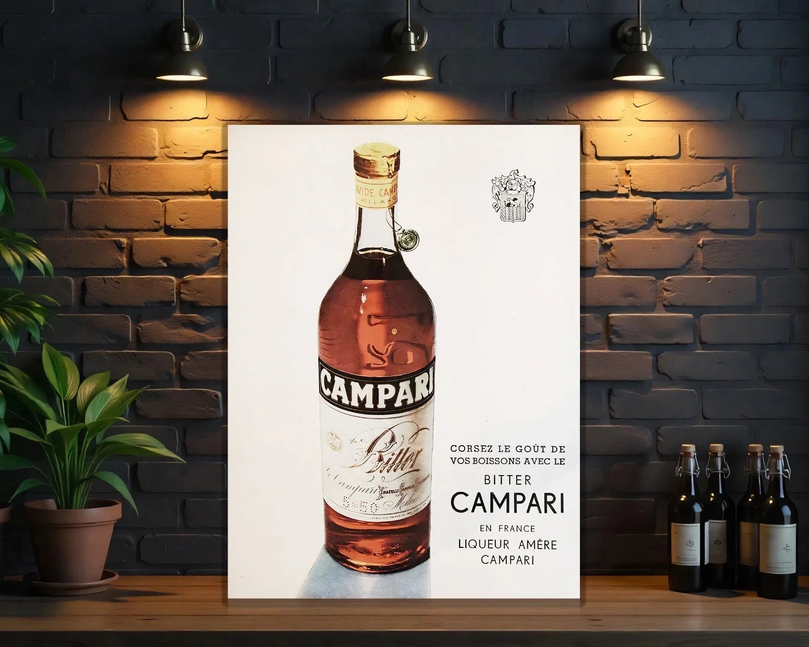 Campari Bitter French - Minimalist Liquor Metal Tabela
