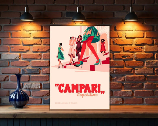 Campari Italian Aperitivo Fashion Stairs Metal Tabela