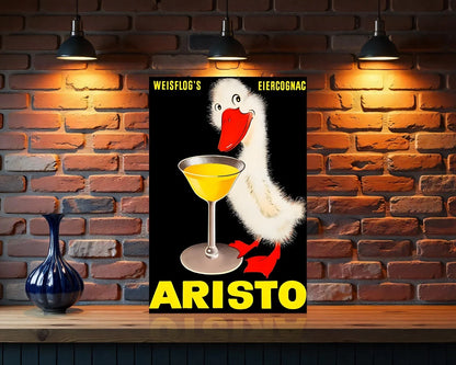 Aristo Weisflog's Eiercognac Advertising Metal Tabela