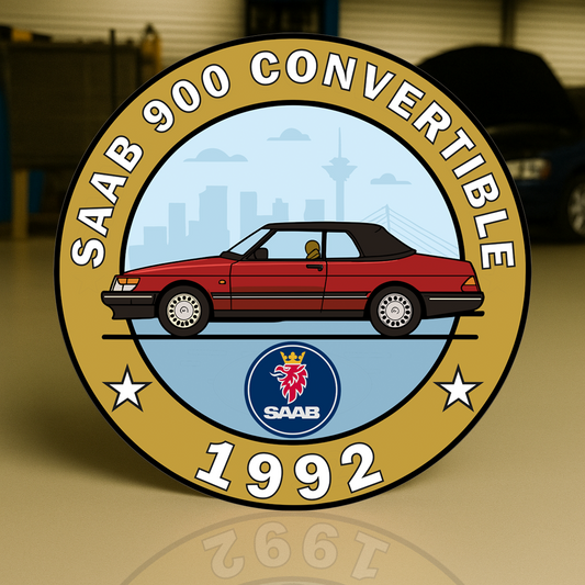 Saab 900 (1992) Convertible Turbo Elegance on Swedish Wheels Metal Tabela