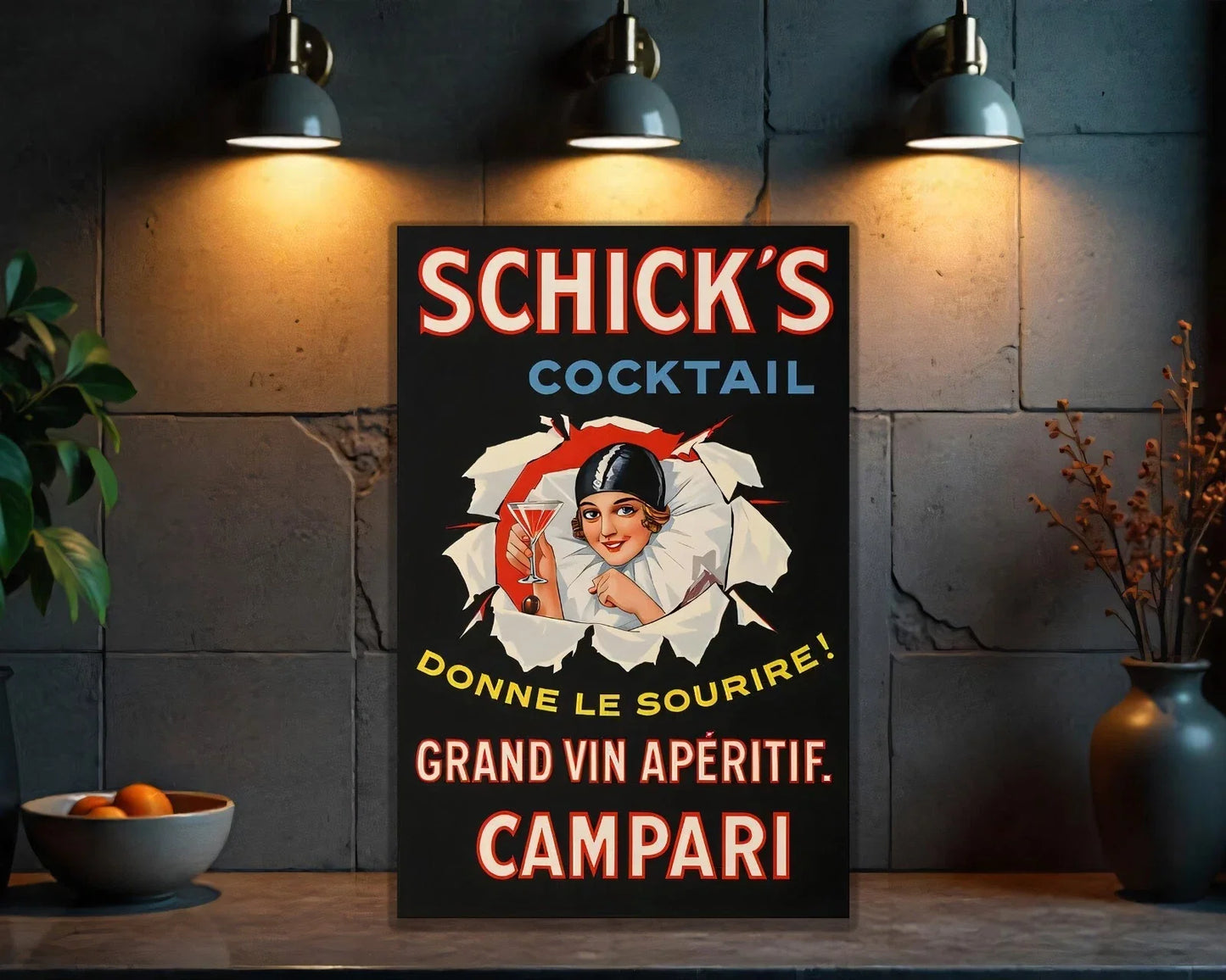 Campari French Schick's Cocktail Metal Tabela