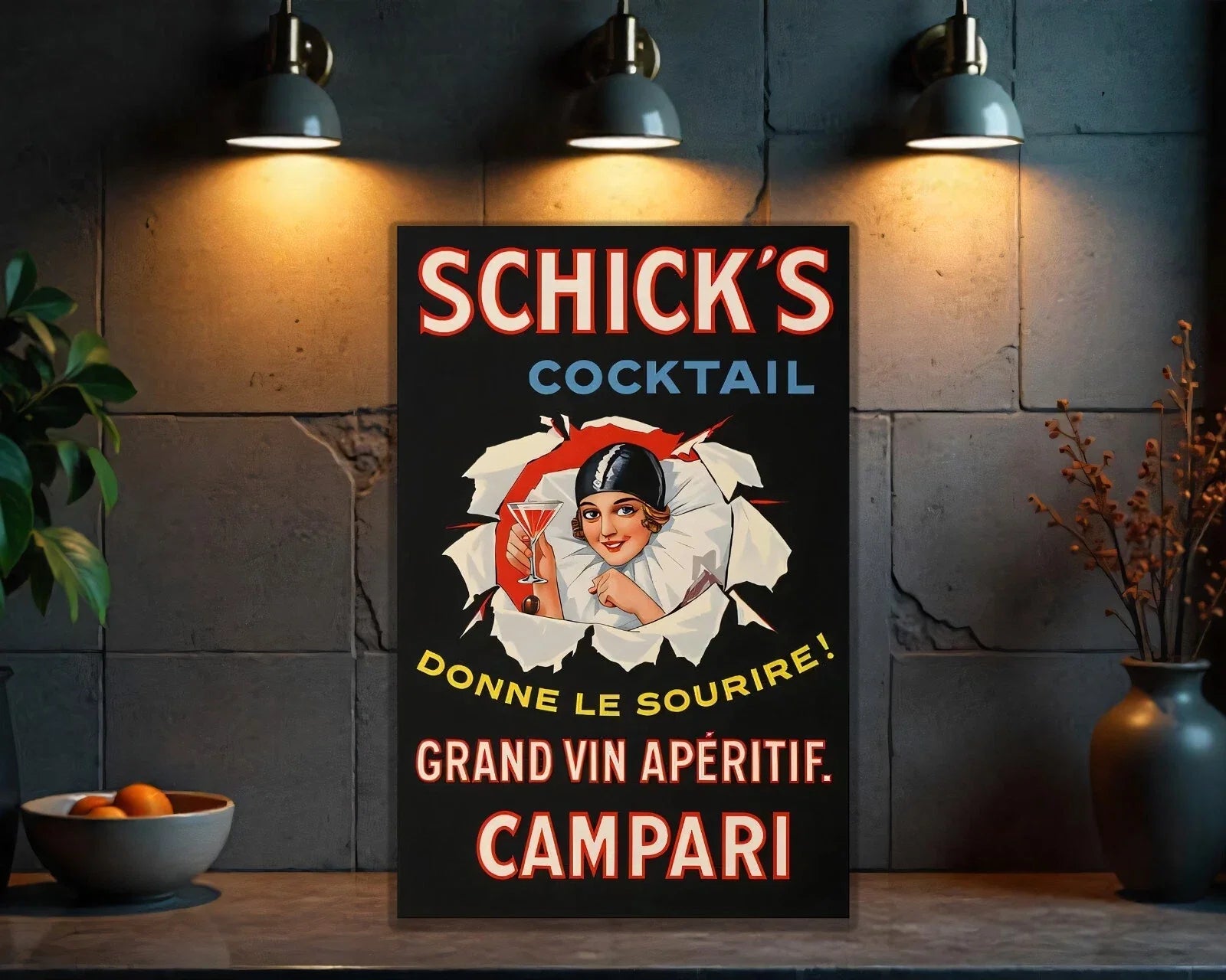 Campari French Schick's Cocktail Metal Tabela