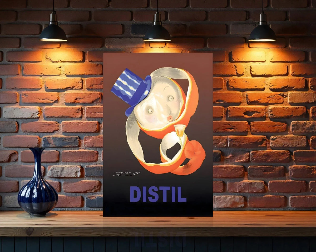 Distil Orange Peel Figure with Top Hat Metal Tabela