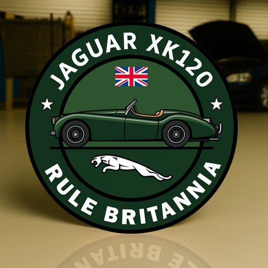 Jaguar XK120 Rule Britannia Metal Tabela