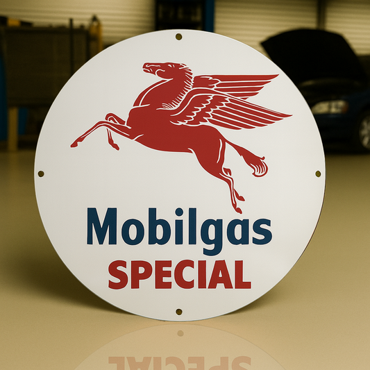 Mobilgas Pegasus - Mobil Oil Gas Station Metal Tabela