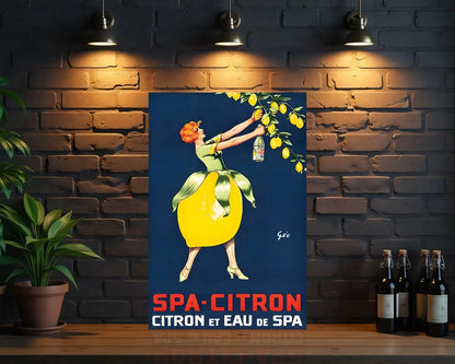 Spa - CItron Vintage Lemon Water Advertising Metal Tabela