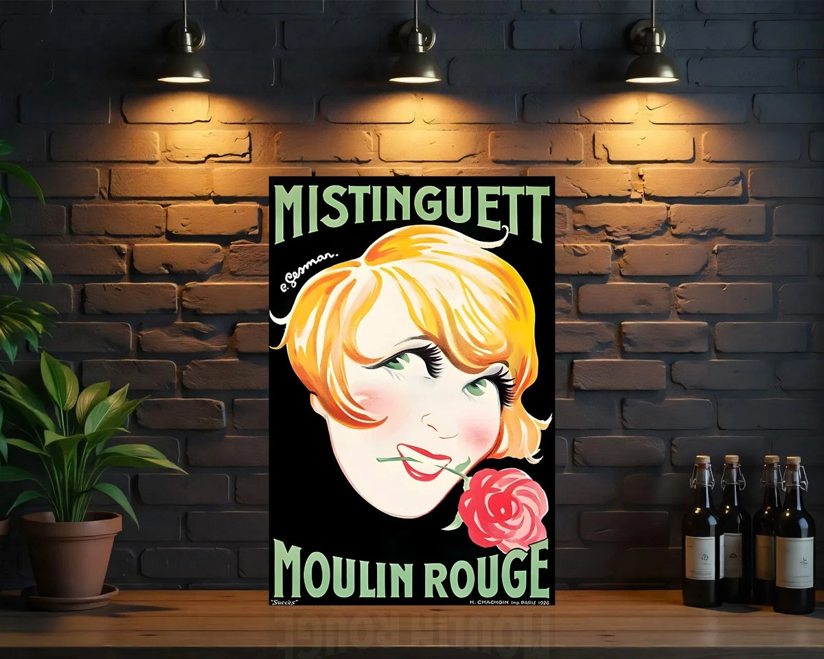 Mistinguett - Moulin Rouge Vintage French Metal Tabela