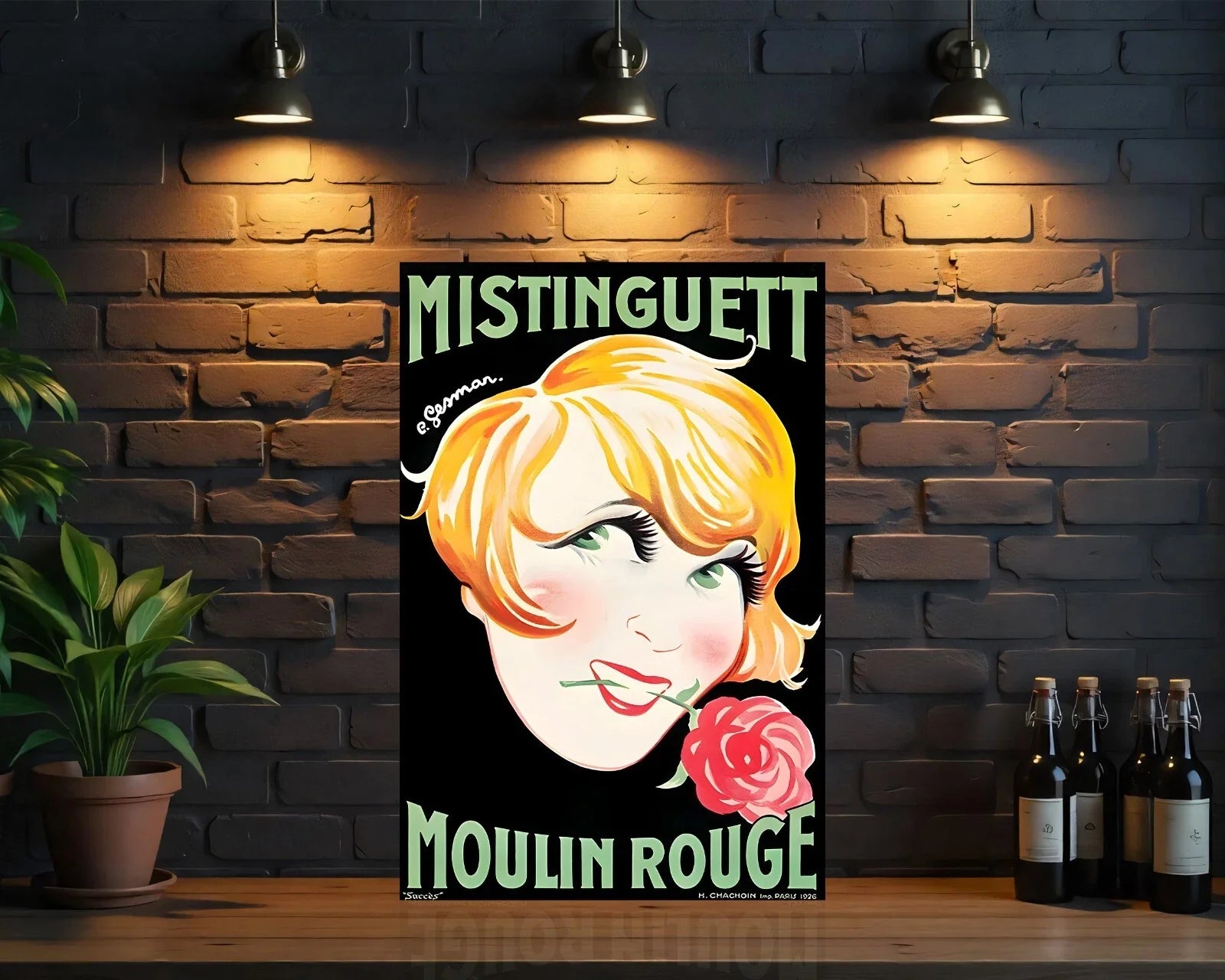 Mistinguett - Moulin Rouge Vintage French Metal Tabela