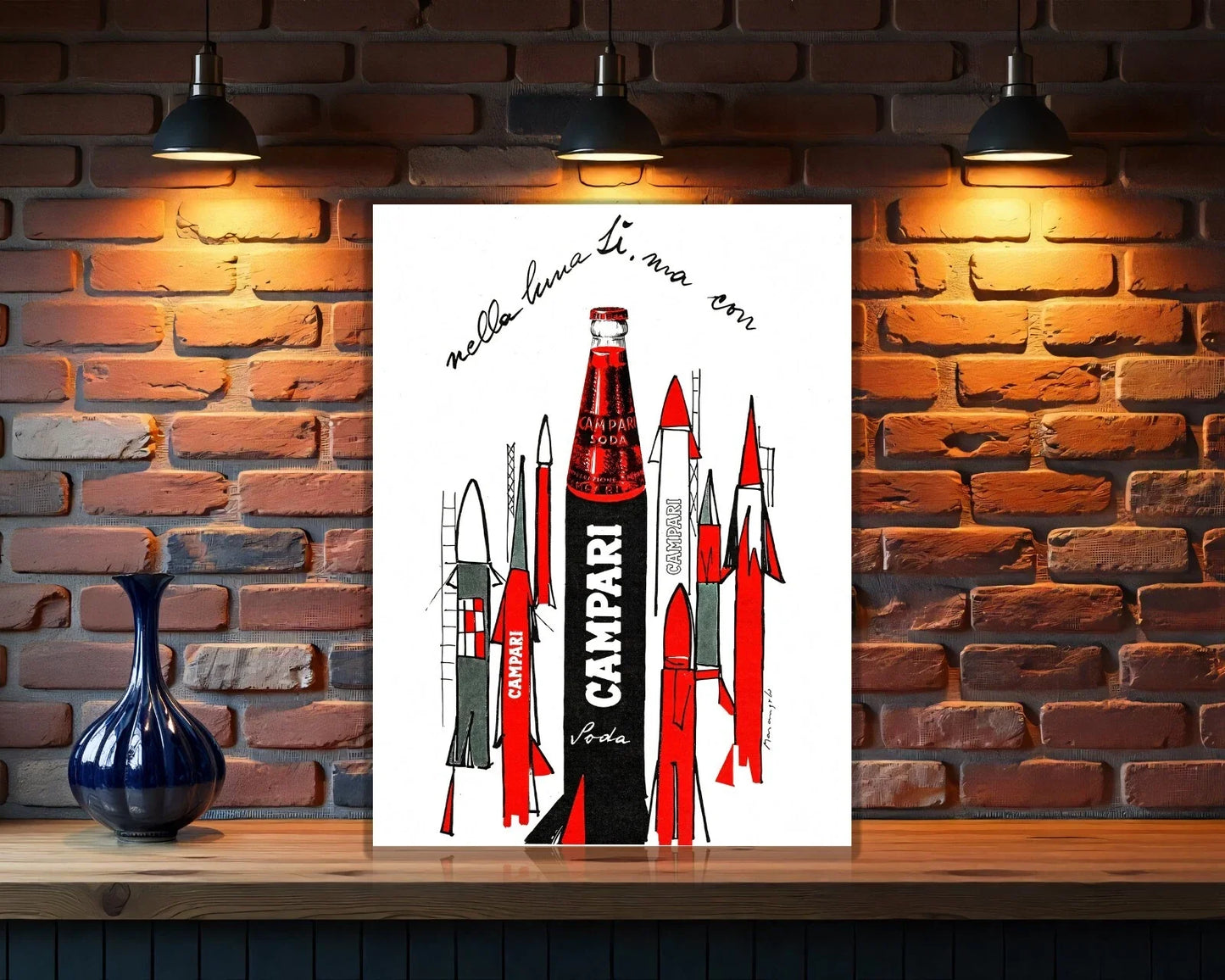 Campari Soda Rocket Space Age Metal Tabela