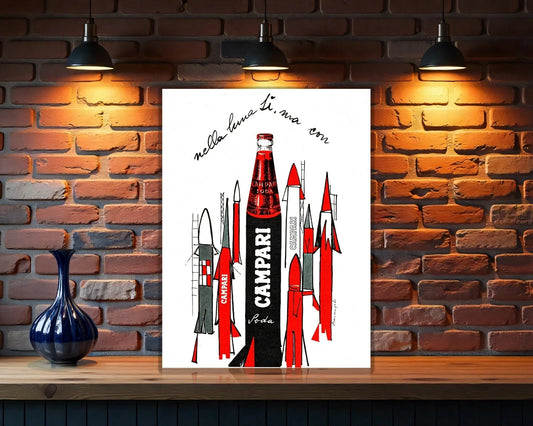 Campari Soda Rocket Space Age Metal Tabela