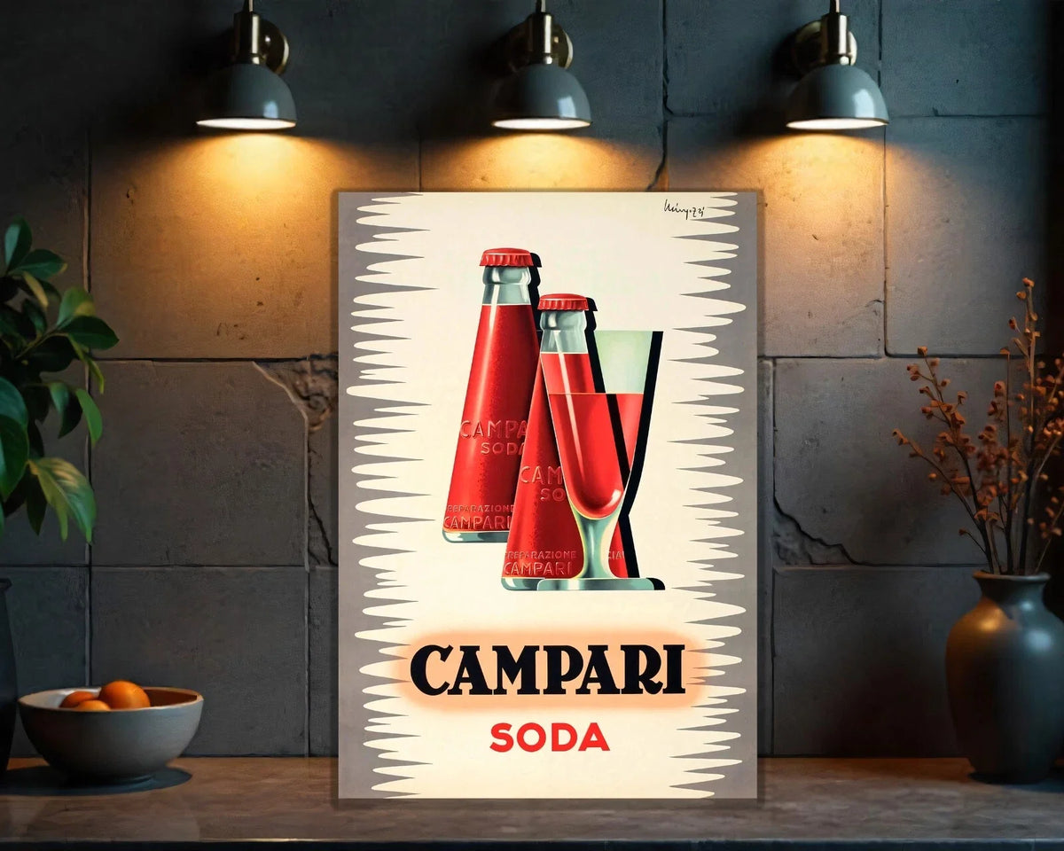 Campari Soda Vintage Retro Italian Beverage Metal Tabela