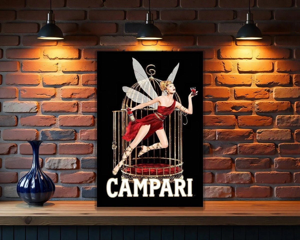 Campari Magical Vintage Fairy in Cage Metal Tabela