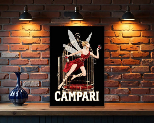 Campari Magical Vintage Fairy in Cage Metal Tabela