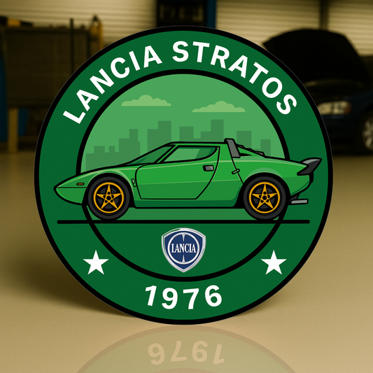 Lancia Stratos (1976) Rally Legend Reimagined Metal Tabela