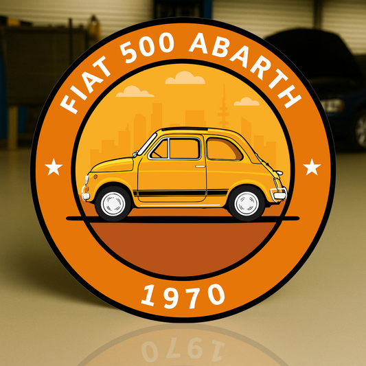 Fiat 500 Abarth (1970) Italian City Rocket Tribute Metal Tabela