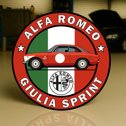 Alfa Romeo Giulia Sprint Italian Racing Soul Reimagined Metal Tabela