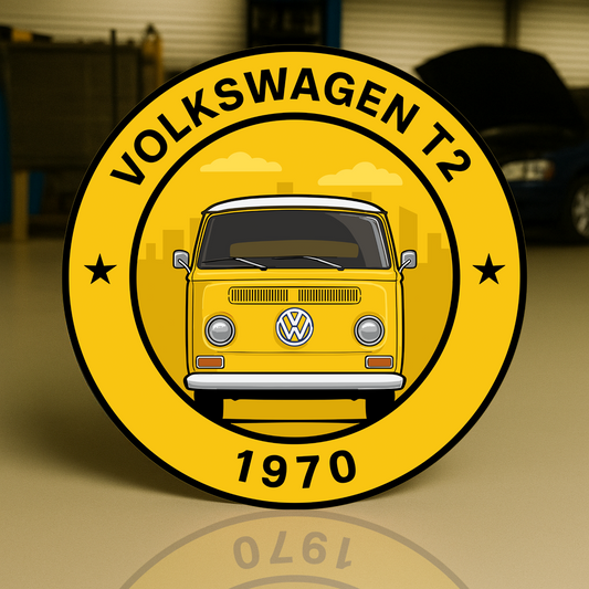 Volkswagen 1970 T2 Kombi Yellow Edition Metal Tabela
