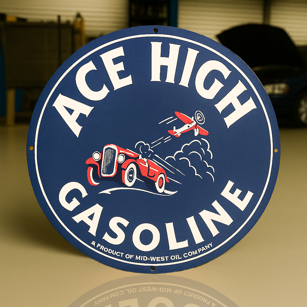 Ace High Racing Car Gasoline Metal Tabela