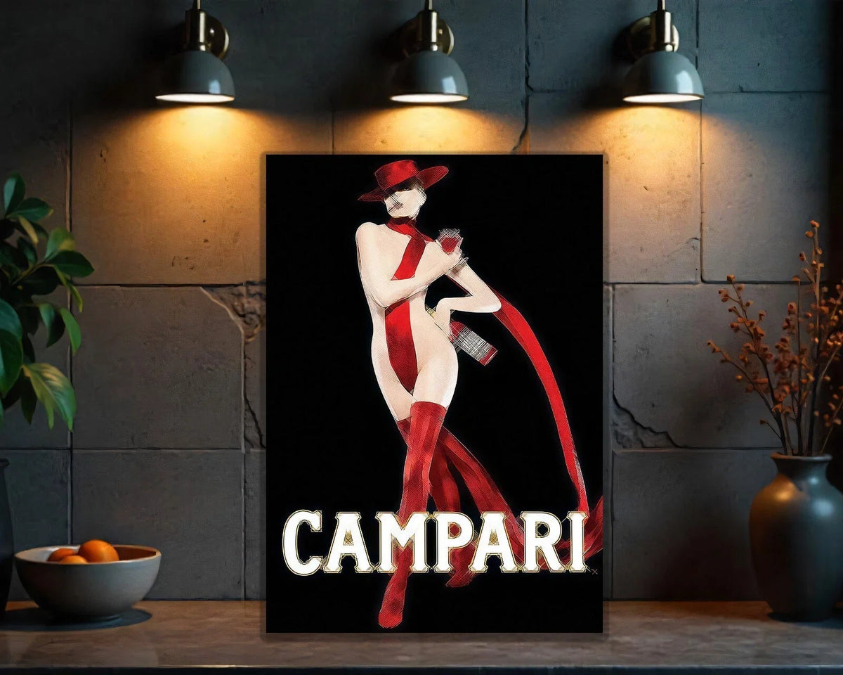 Campari Femme Fatale - Elegant Italian Liquor Metal Tabela