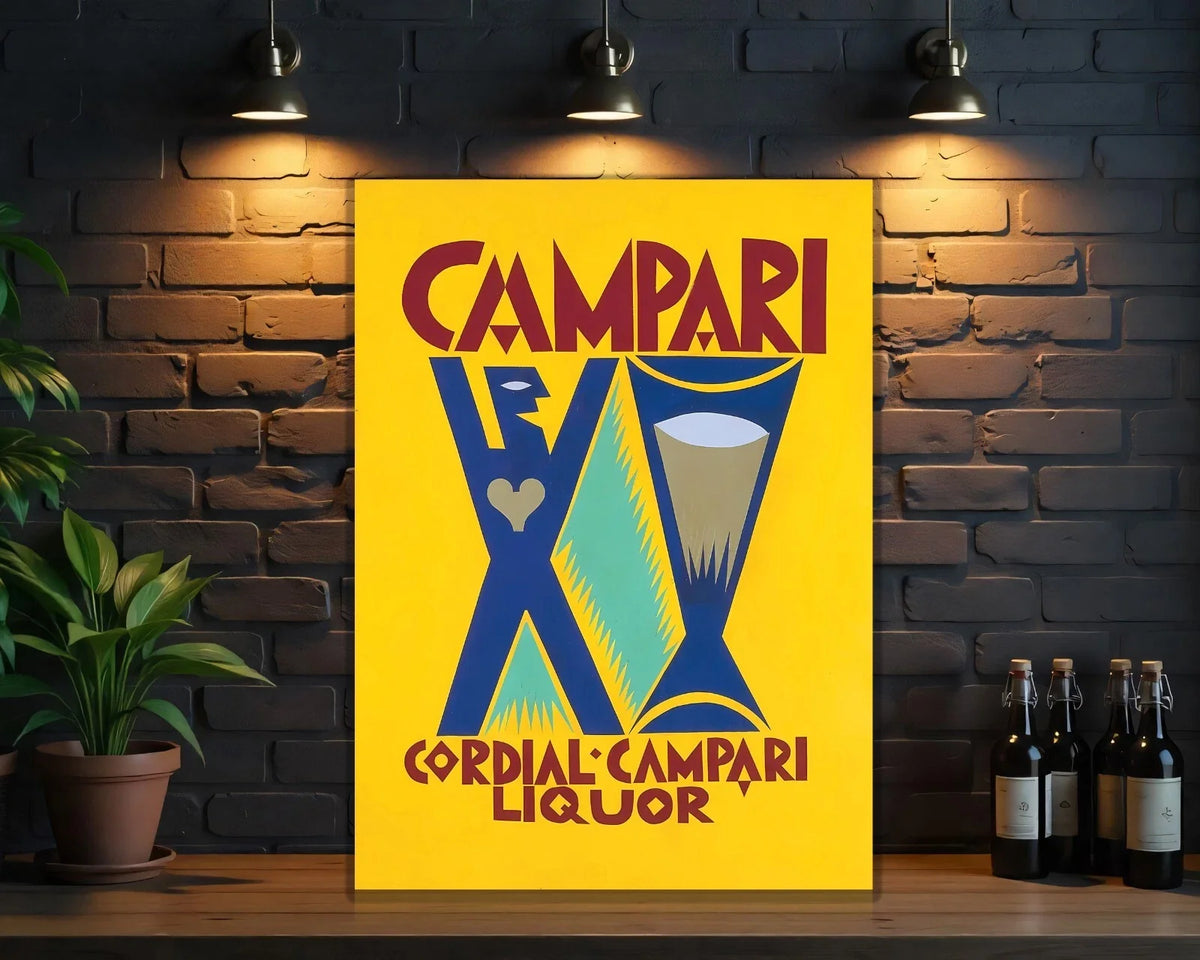 Campari Cordial Art Deco Hourglass Metal Tabela