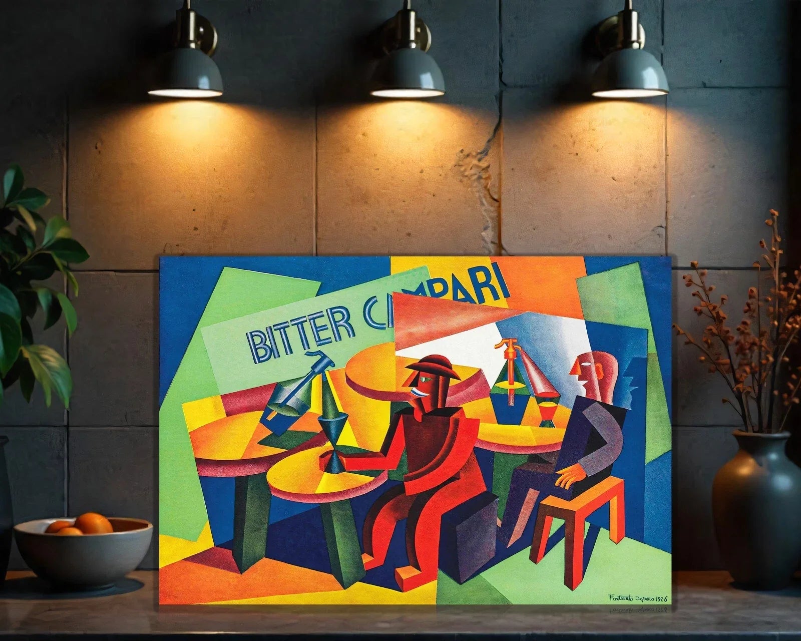Campari Bitter Bar Scene Cubist Metal Tabela