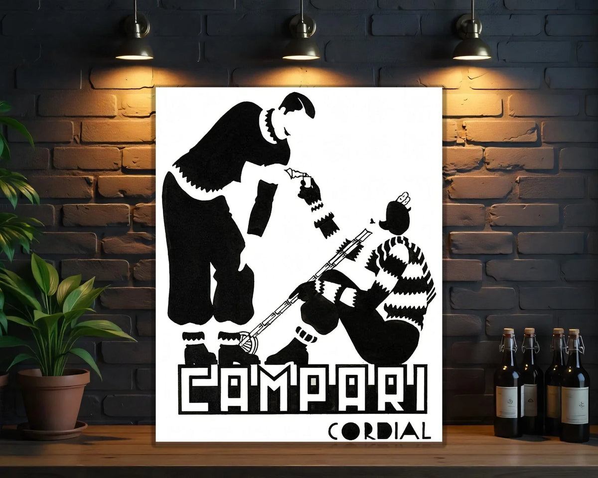 Campari Cordial Winter Ice Skating Deco Metal Tabela